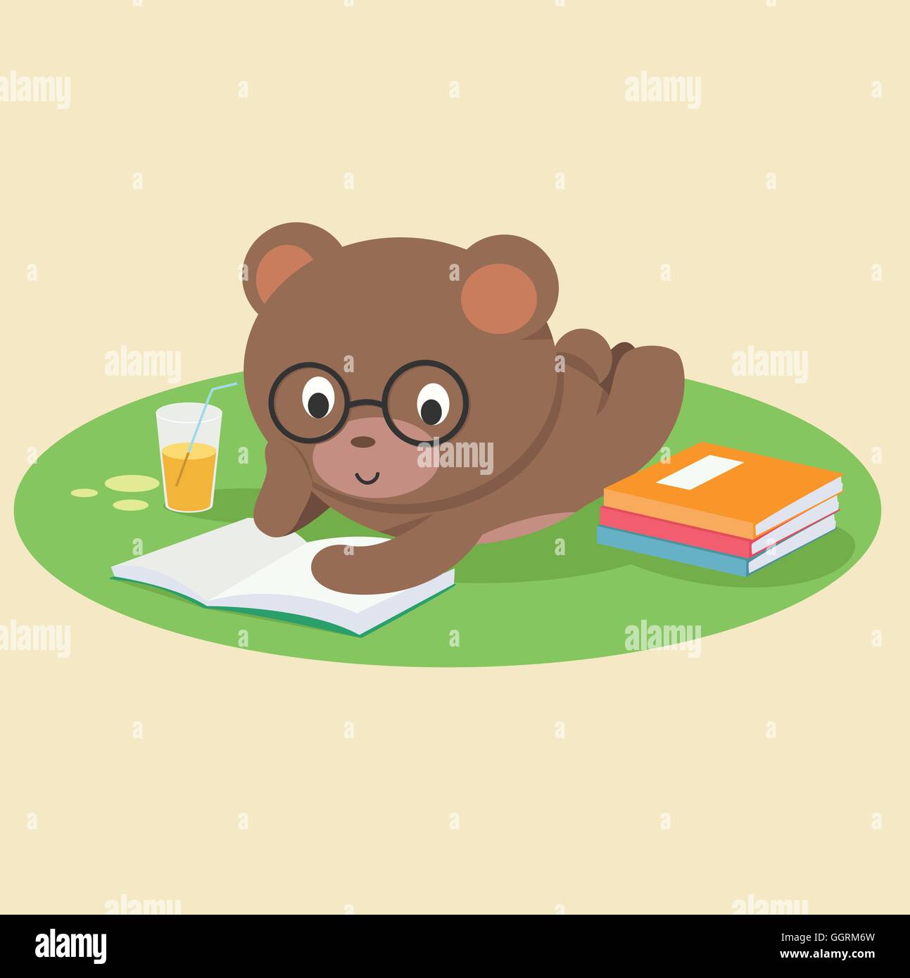 Bear reading book lying down Stock Vector Image & Art - Alamy