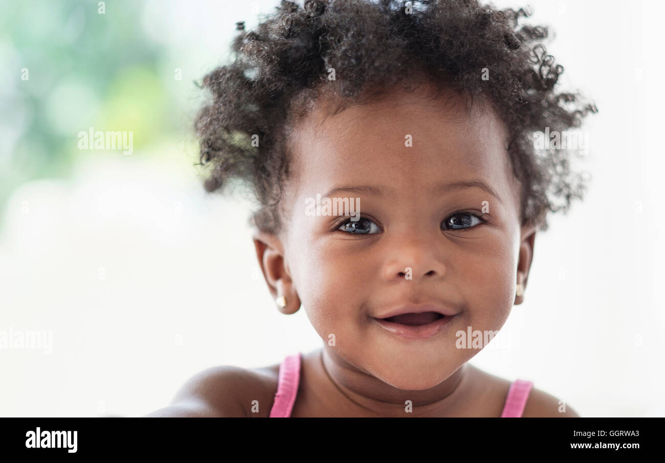 Smiling Black baby girl Stock Photo