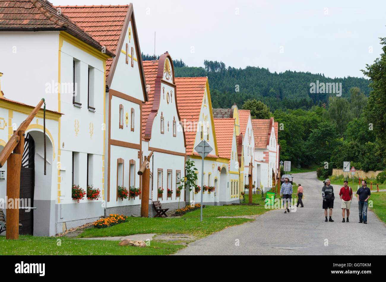 Holasovice (Hollschowitz): Farmhouses, Czech, Jihocesky, Südböhmen, South Bohemia, Stock Photo