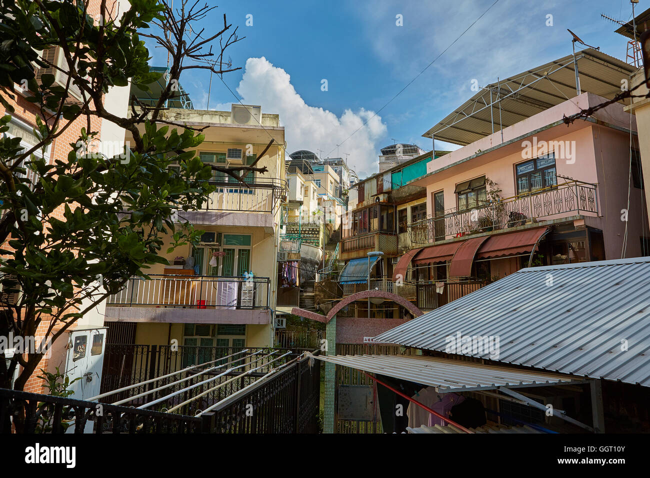 Tightly Spaced Residential Buildings On Cheung Chau Island, Hong Kong. Stock Photo