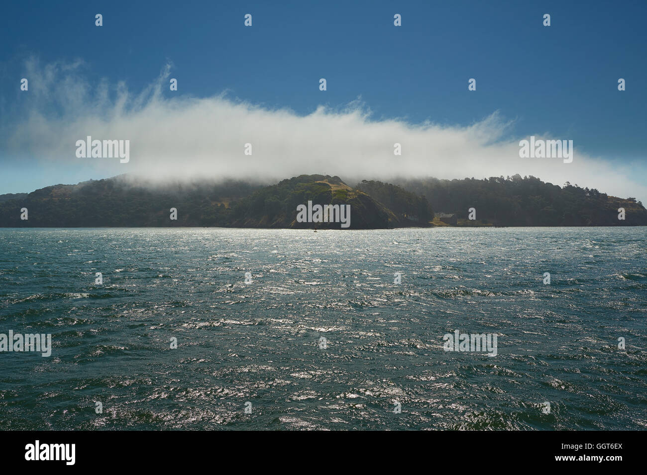 Clouds Blow Over Angel Island, San Francisco, California. Stock Photo