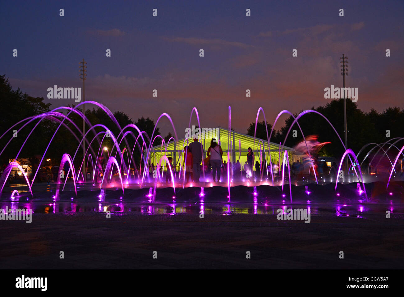 The dancing water fountain outside of the Children's Museum at Chicago
