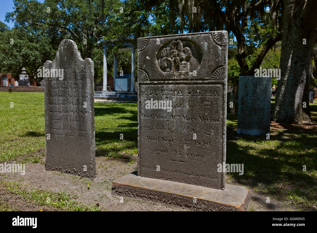 Graveyard in the historical section of SAVANNA GEORGIA Stock Photo