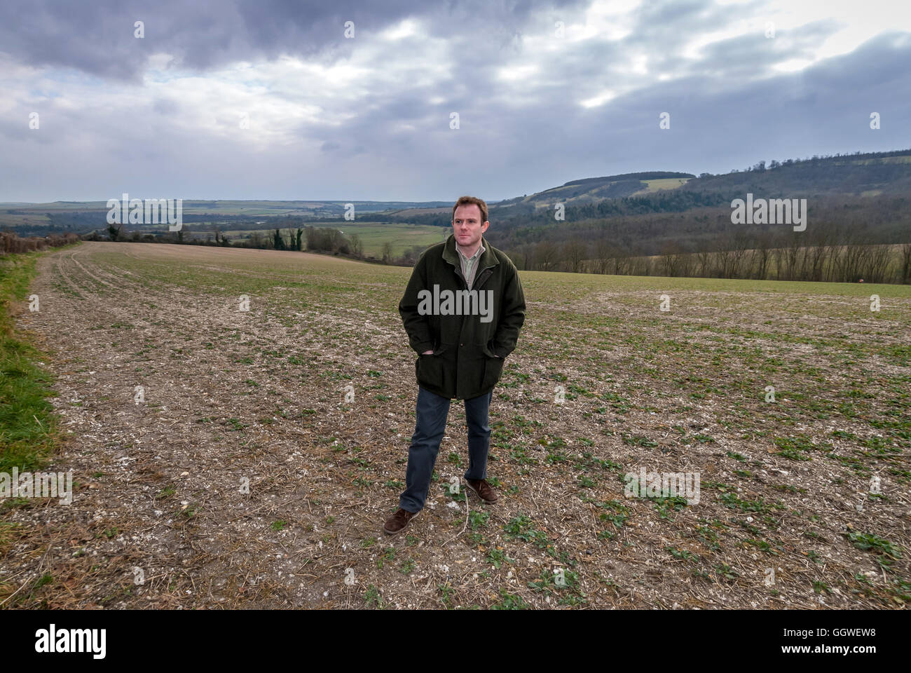 Nick Herbert MP, member for Arundel and South Downs in the countryside of his constituency. Stock Photo
