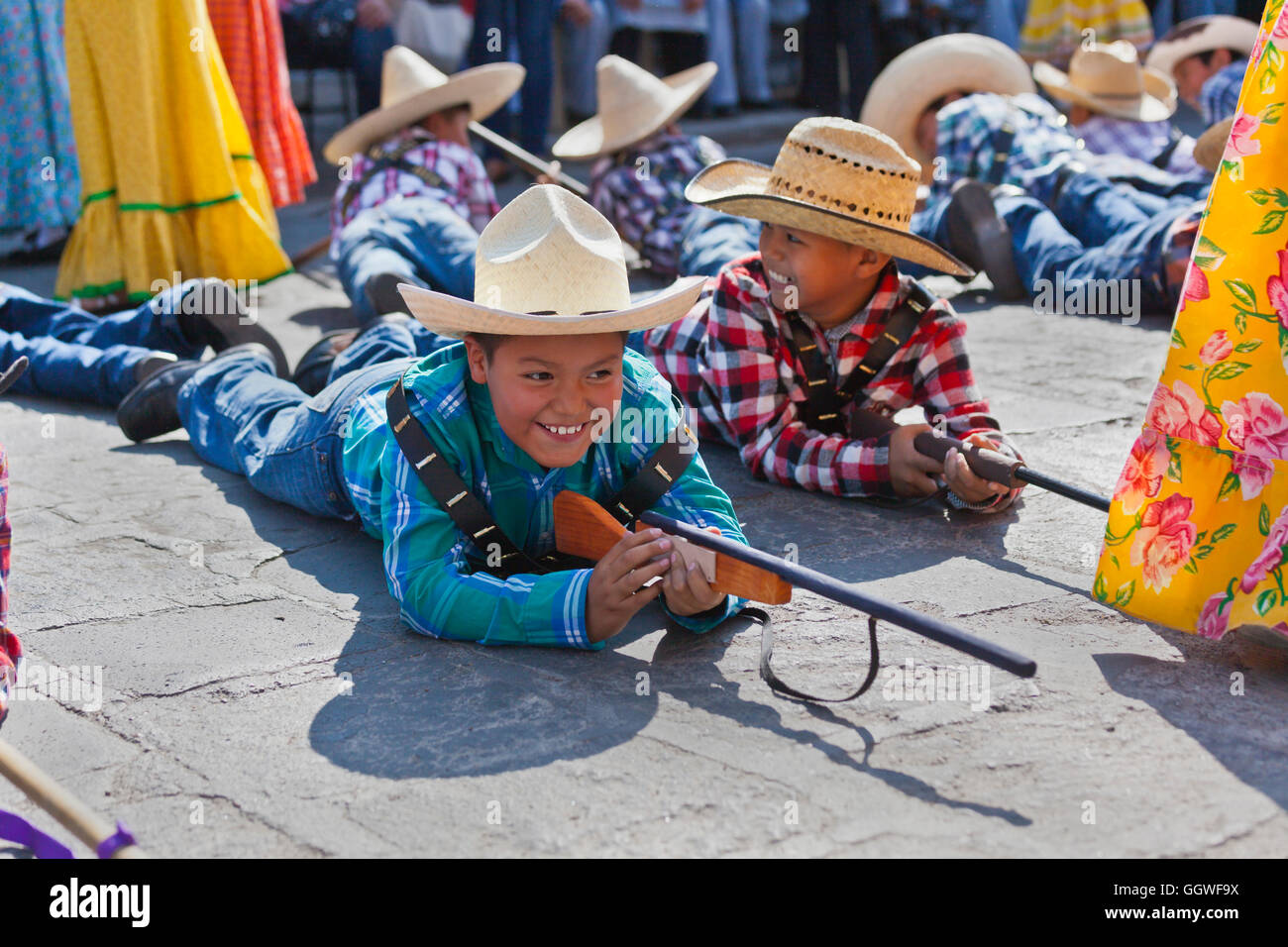 DAY OF THE REVOLUTION is celebrated with a parade on November 20th each year - SAN MIGUEL DE ALLENDE, MEXICO Stock Photo