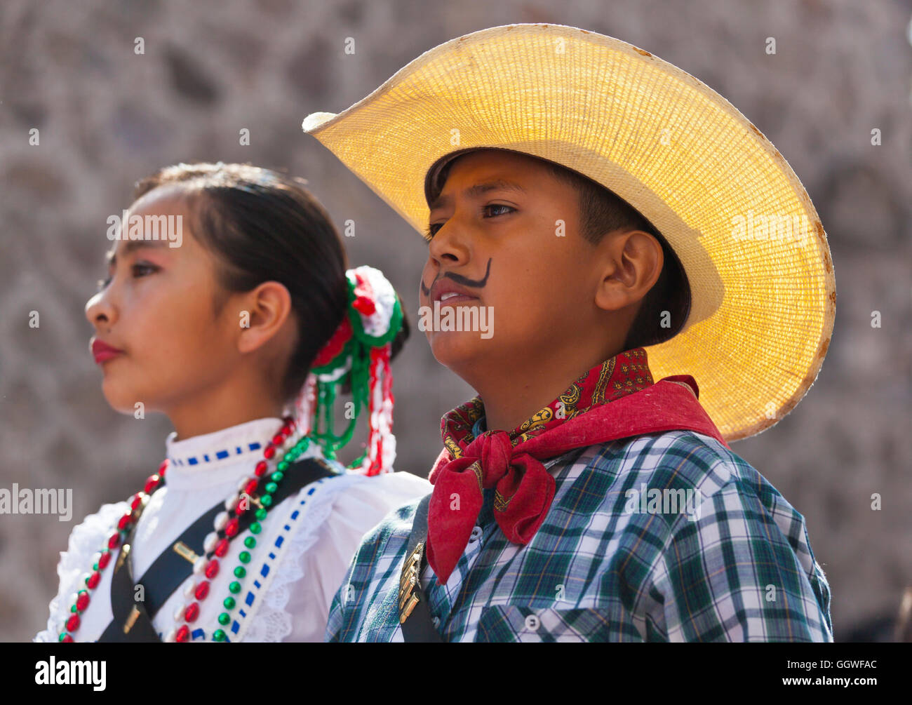 DAY OF THE REVOLUTION is celebrated with a parade on November 20th each year - SAN MIGUEL DE ALLENDE, MEXICO Stock Photo