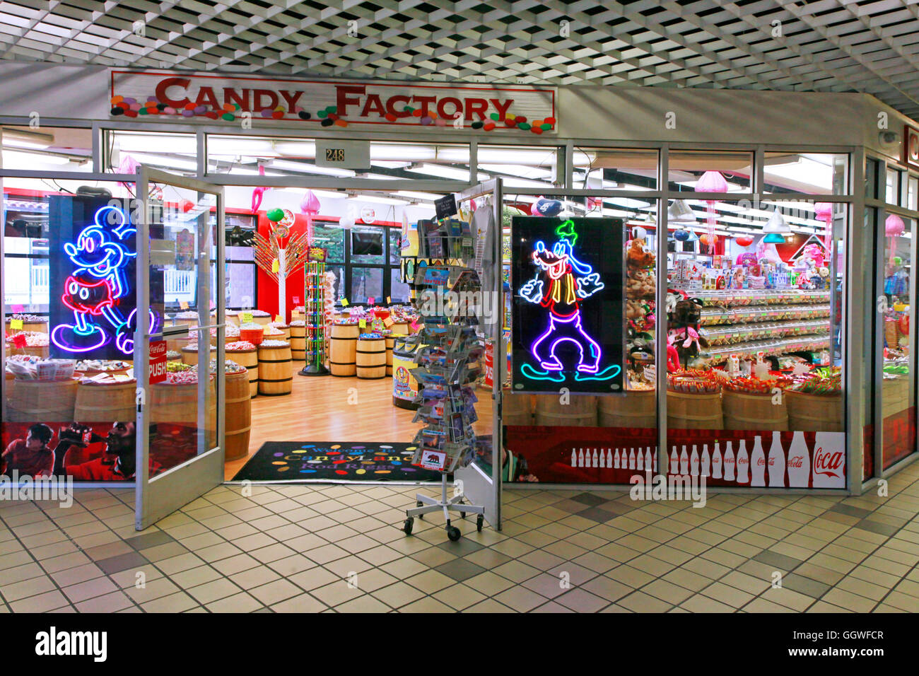 CANDY FACTORY in a mall on CANNERY ROW - MONTEREY, CALIFORINA Stock Photo