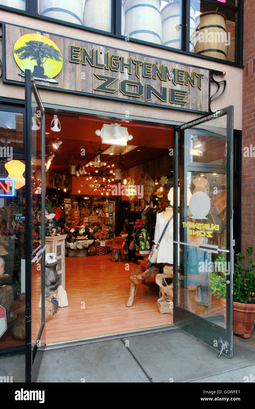 The ENLIGHTENMENT ZONE store on CANNERY ROW - MONTEREY, CALIFORNIA Stock Photo