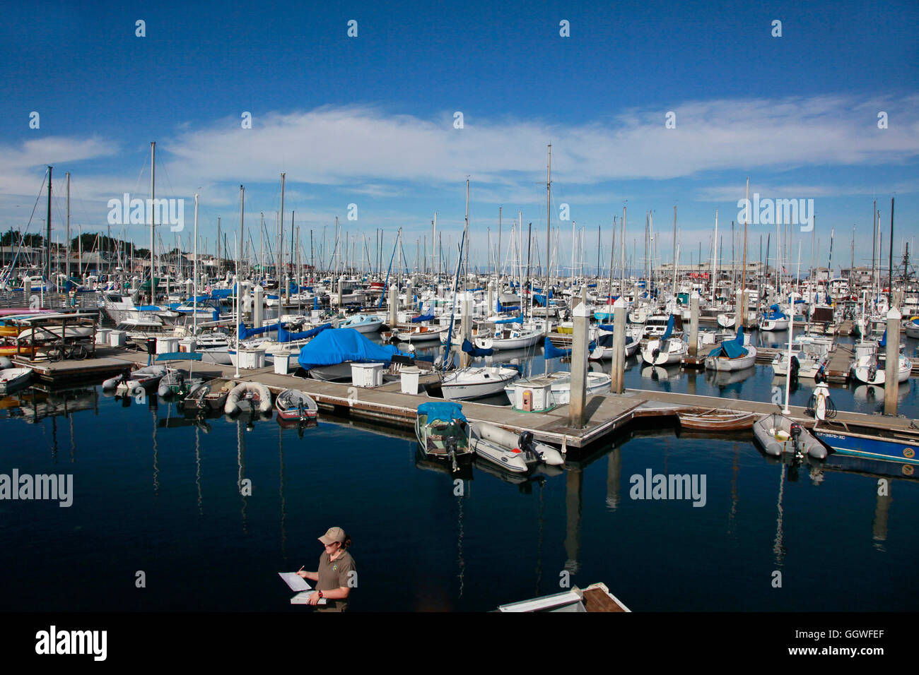 The boat harbour at FISHERMANS WHARF - MONTEREY, CALIFORNIA Stock Photo