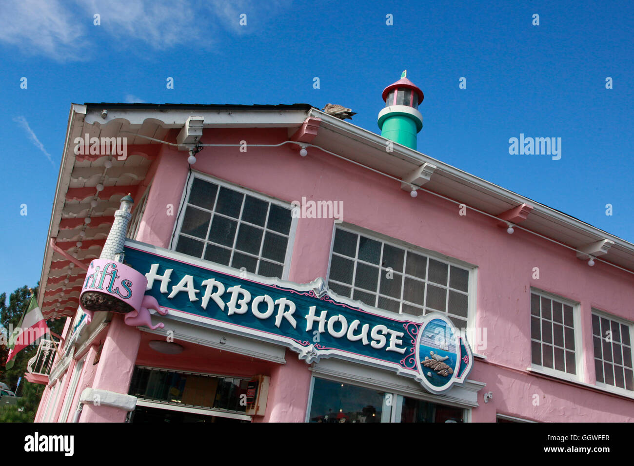 HARBOR HOUSE on FISHERMANS WHARF - MONTEREY, CALIFORNIA Stock Photo