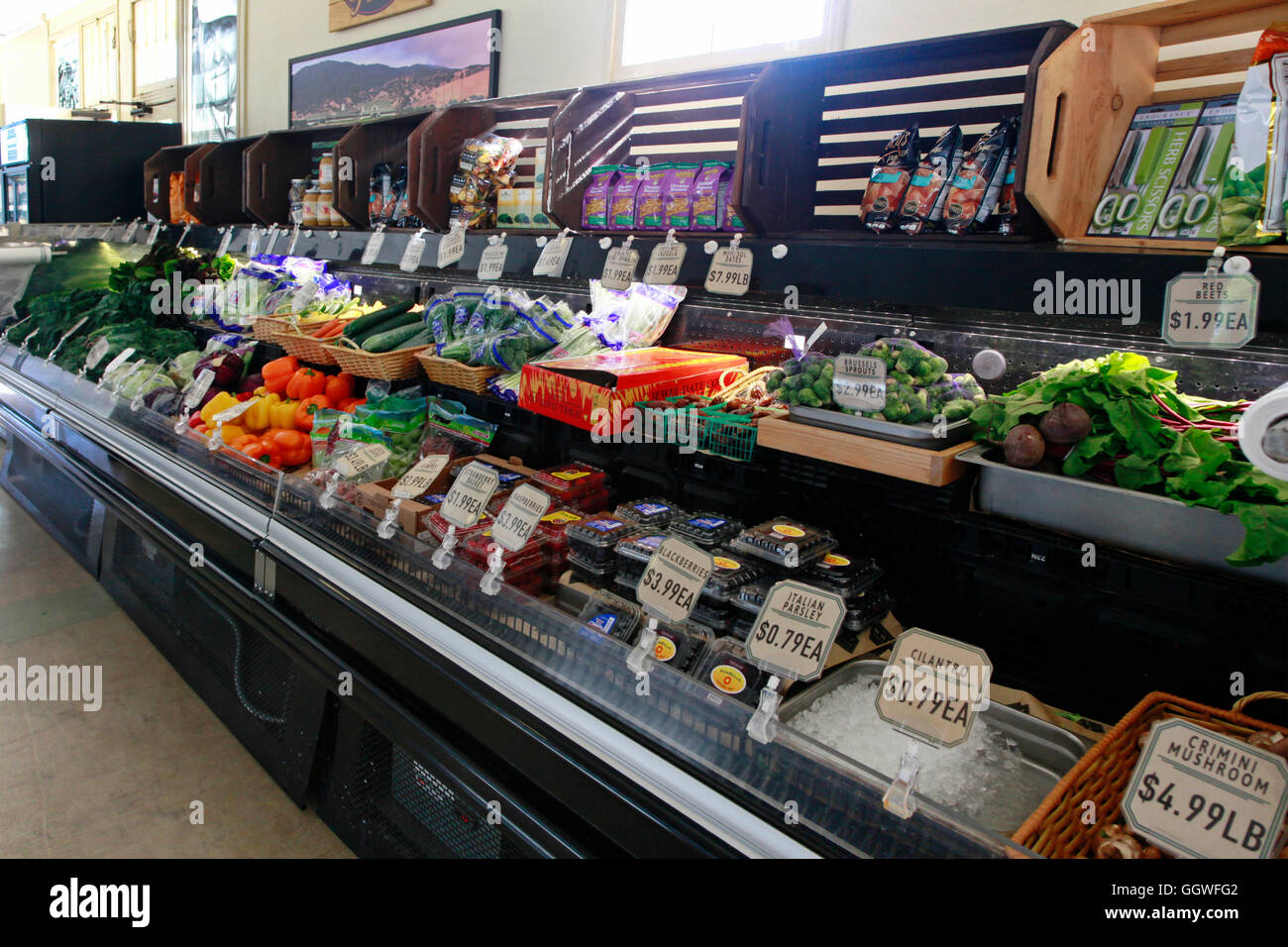 Locally grown produce for sale on the WHARF MARKETPLACE  - MONTEREY, CALIFORNIA Stock Photo