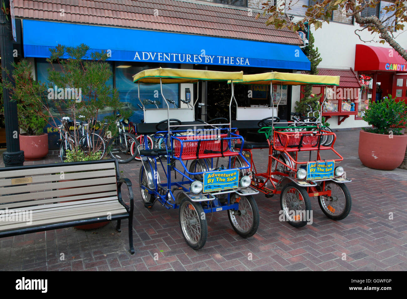 Adventures by the Sea rents bicycles for two - MONTEREY, CALIFORNIA Stock Photo