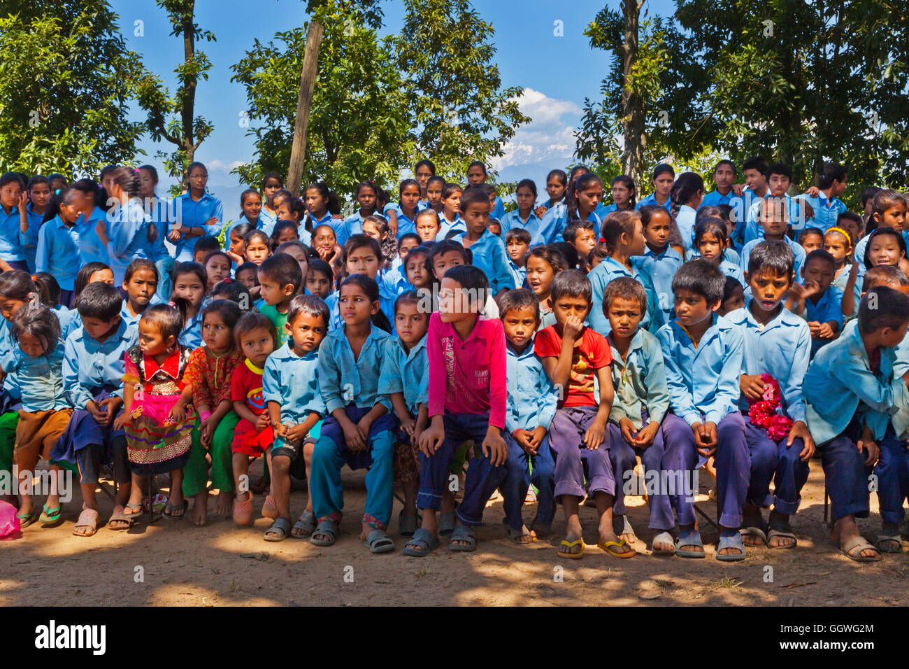 WeHelpNepal.org funded computers for a school in GOGANPANI VILLAGE - NEPAL Stock Photo