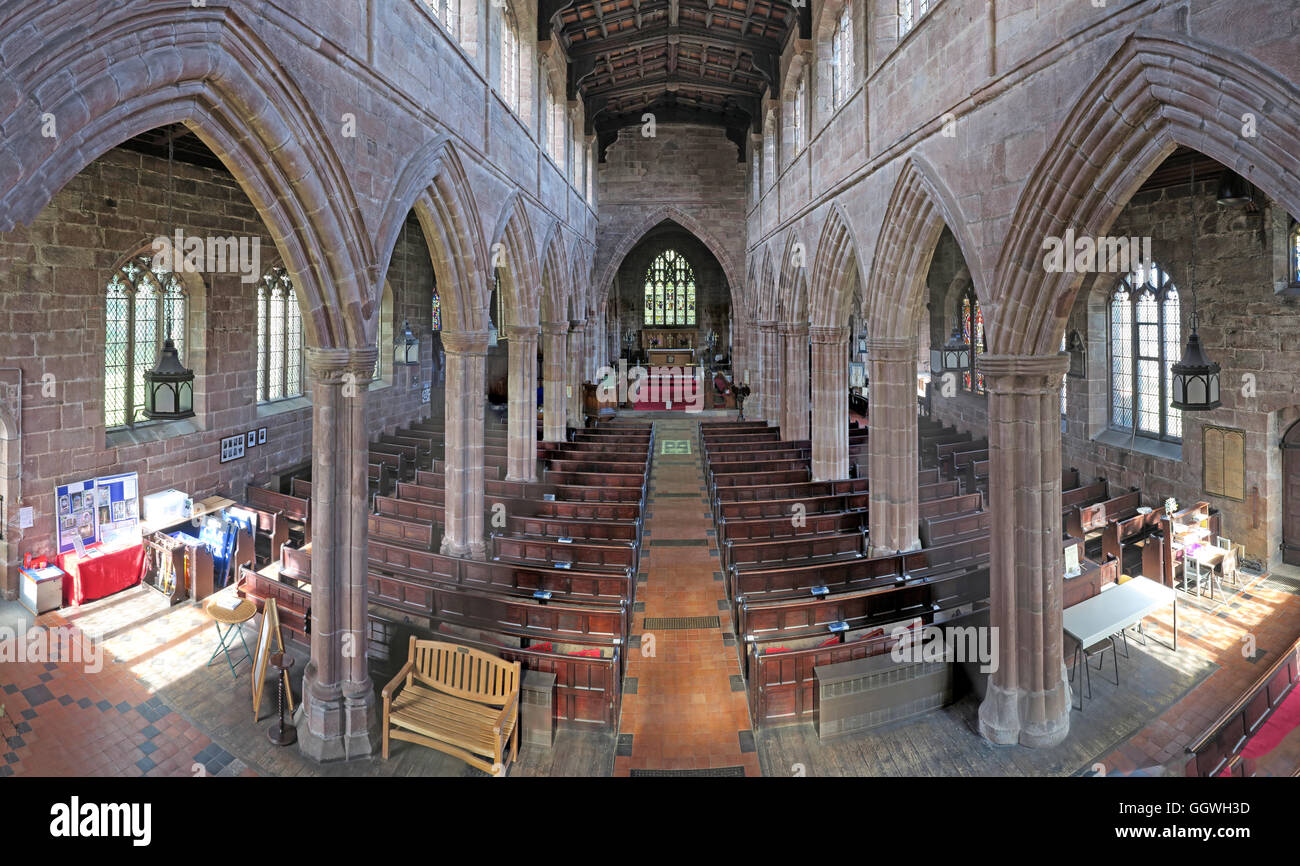 View down to altar,St Mary and All Saints' Church, Great Budworth, Northwich, Cheshire, North West England, UK, CW9 6HF Stock Photo