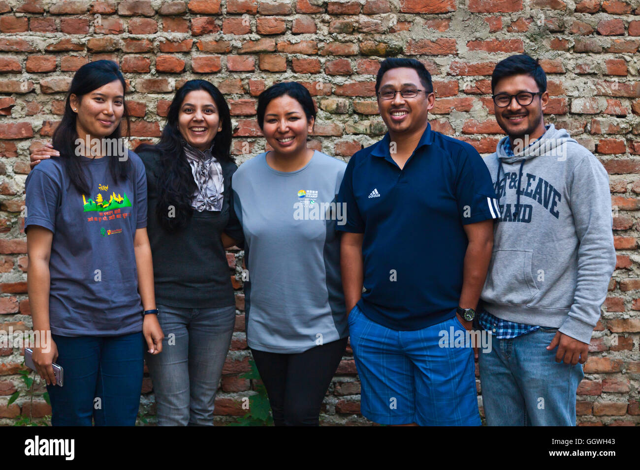 The staff of Clean Up Nepal, a Nepali NGO dedictated to solving the garbage problems of KATHMANDU NEPAL Stock Photo