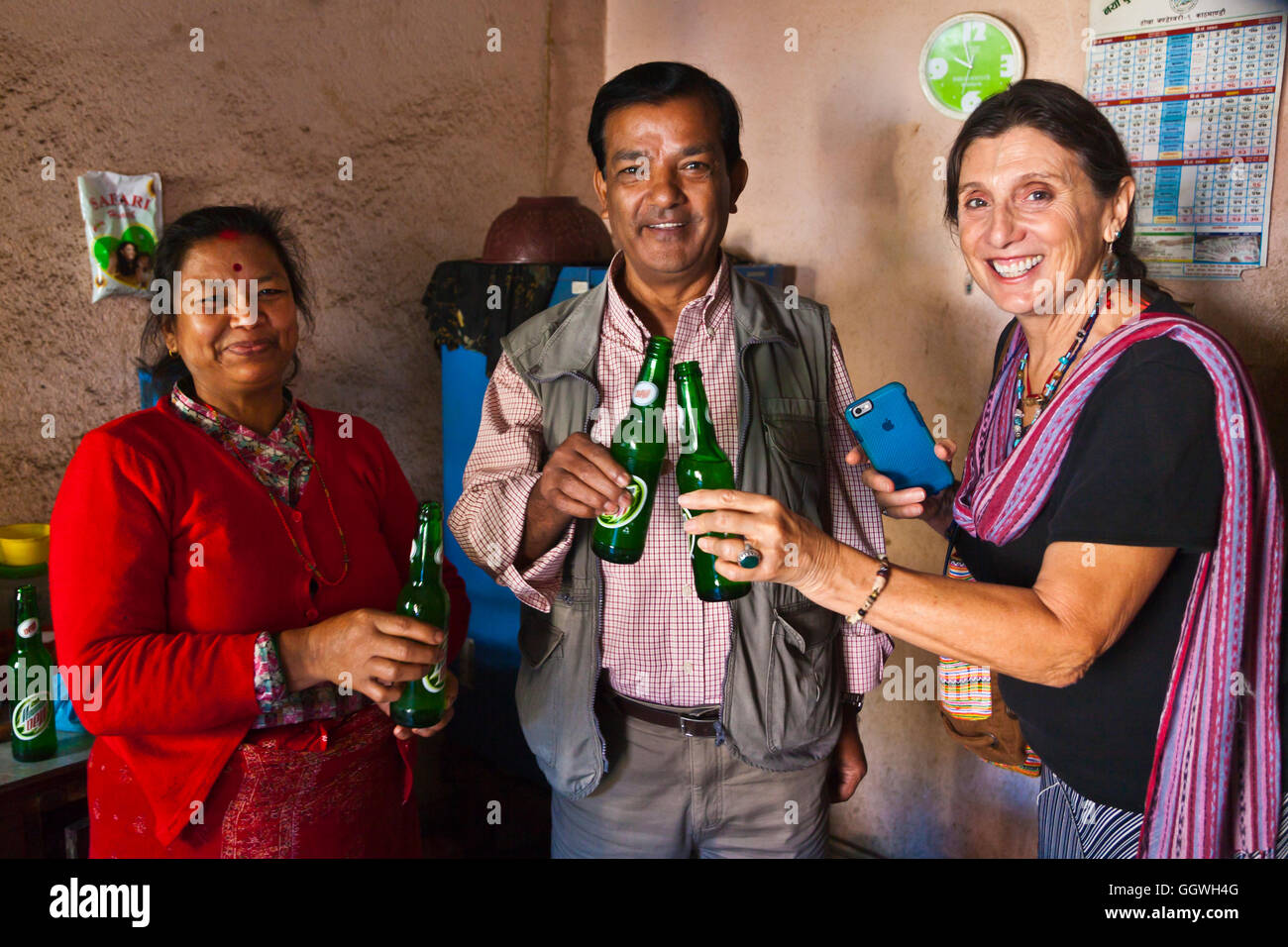 A microcredit loan supports a local shop in THOKA VILLAGE - KATHMANDU, NEPAL Stock Photo