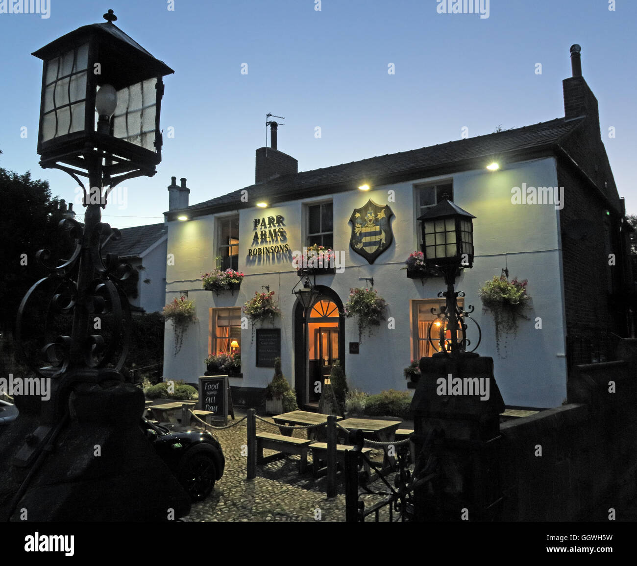 Parr Arms Pub,Grappenhall Village,Warrington,Cheshire,England, UK at night Stock Photo