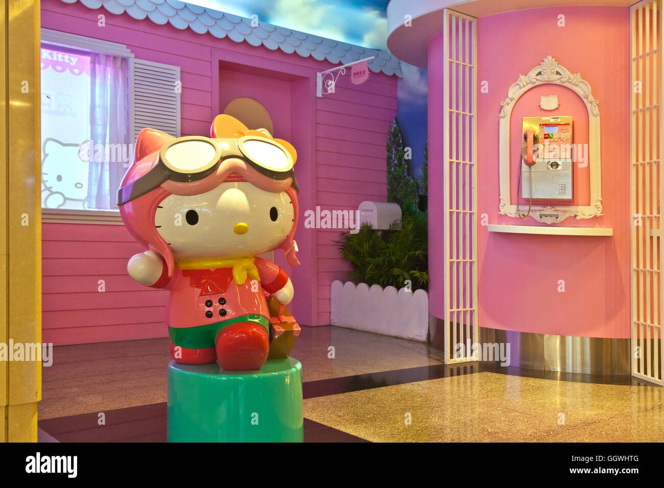 HELLO KITTY booth in the SINGAPORE AIRPORT Stock Photo