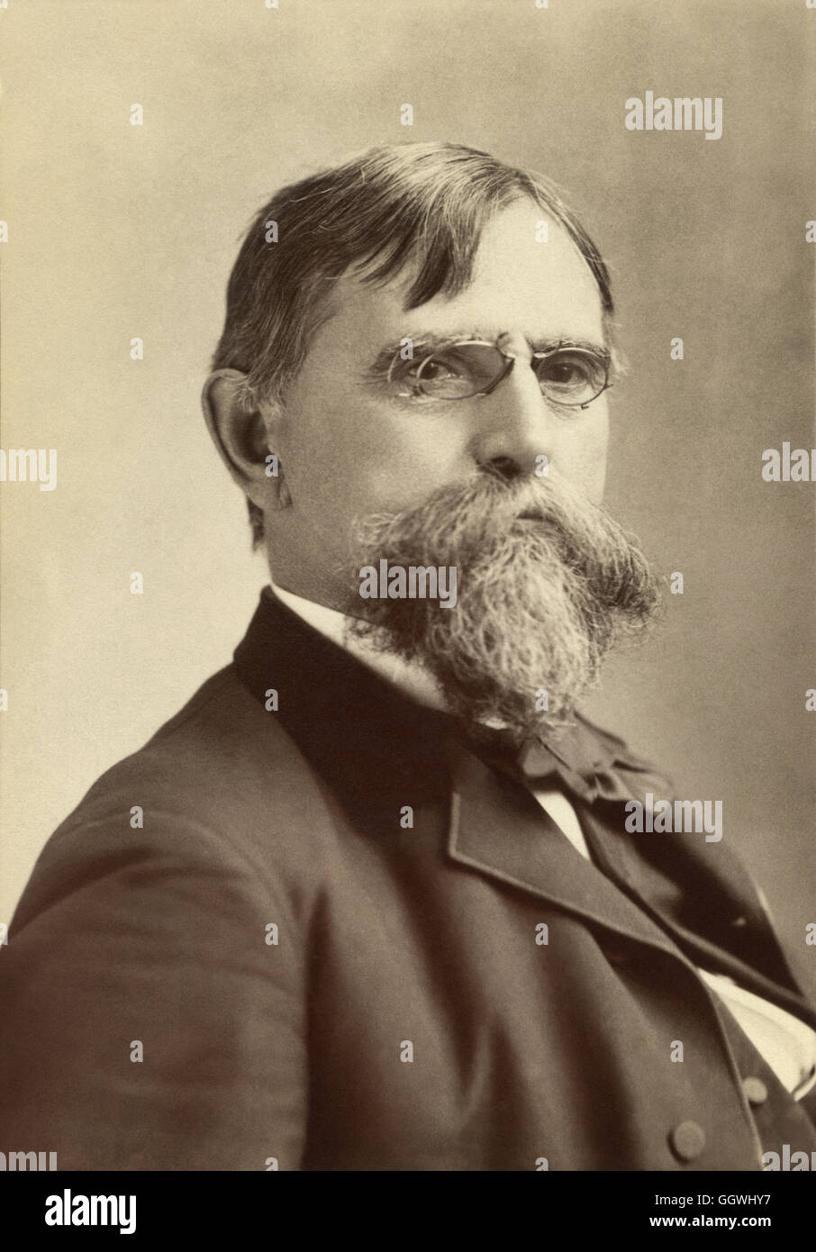 Lew (Lewis) Wallace (1827-1905) was the American author of the classic novel Ben-Hur: A Tale of the Christ (1880). Wallace was also a Civil War Union General, a lawyer, a governor of the New Mexico Territory, and a U.S. Minister to the Ottoman Empire in Constantinople (present-day Istanbul), Turkey. (Photo by Sarony) Stock Photo