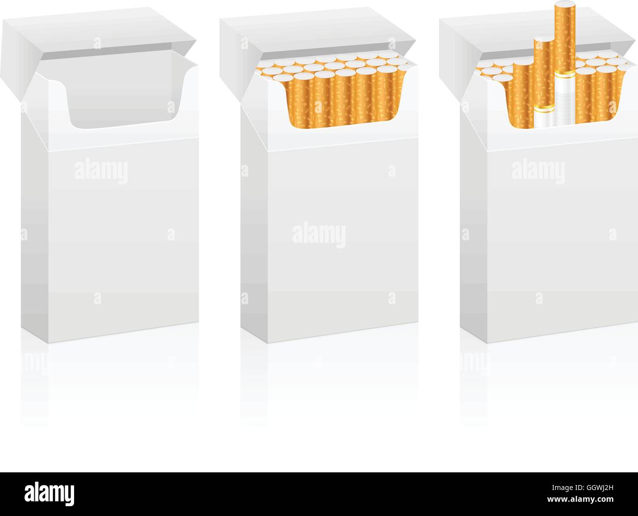 Cigarette box set on a white background. Stock Vector