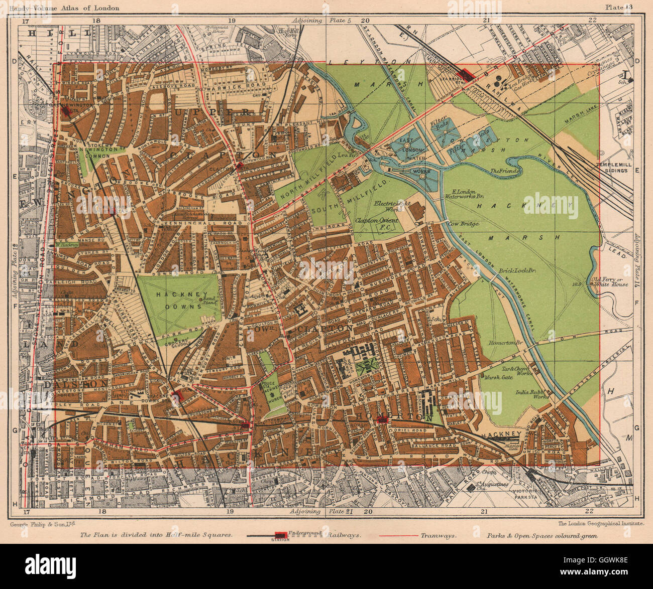 Stoke Newington London Map N London. Upper Clapton Stoke Newington Hackney Homerton Dalston, 1932 Old  Map Stock Photo - Alamy
