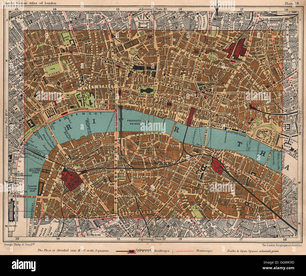 CITY OF LONDON. Southwark Bermondsey Holborn Waterloo Borough, 1932 old map Stock Photo