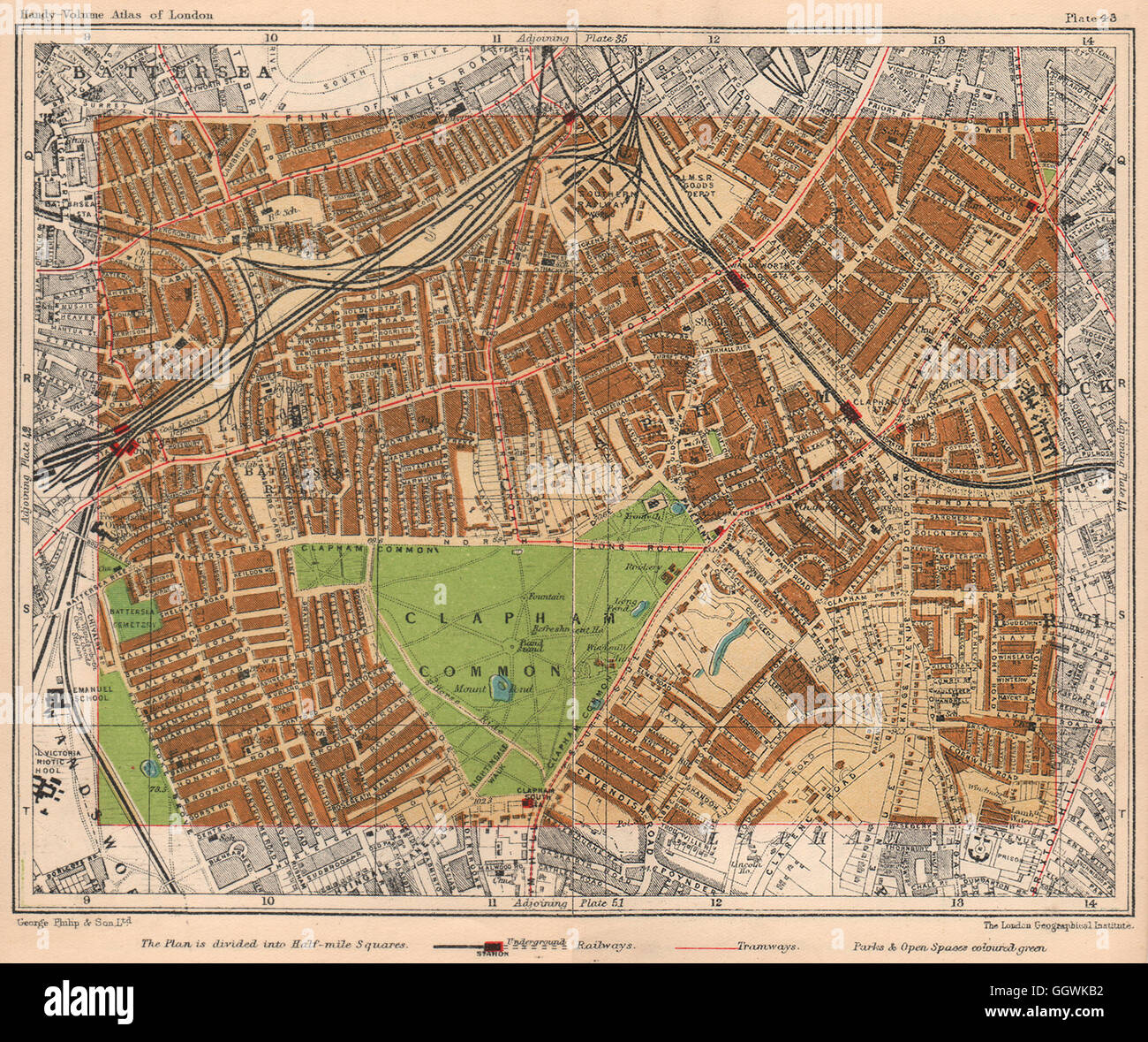 SW LONDON. Battersea Rise Clapham Common Lavender Hill Stockwell, 1932