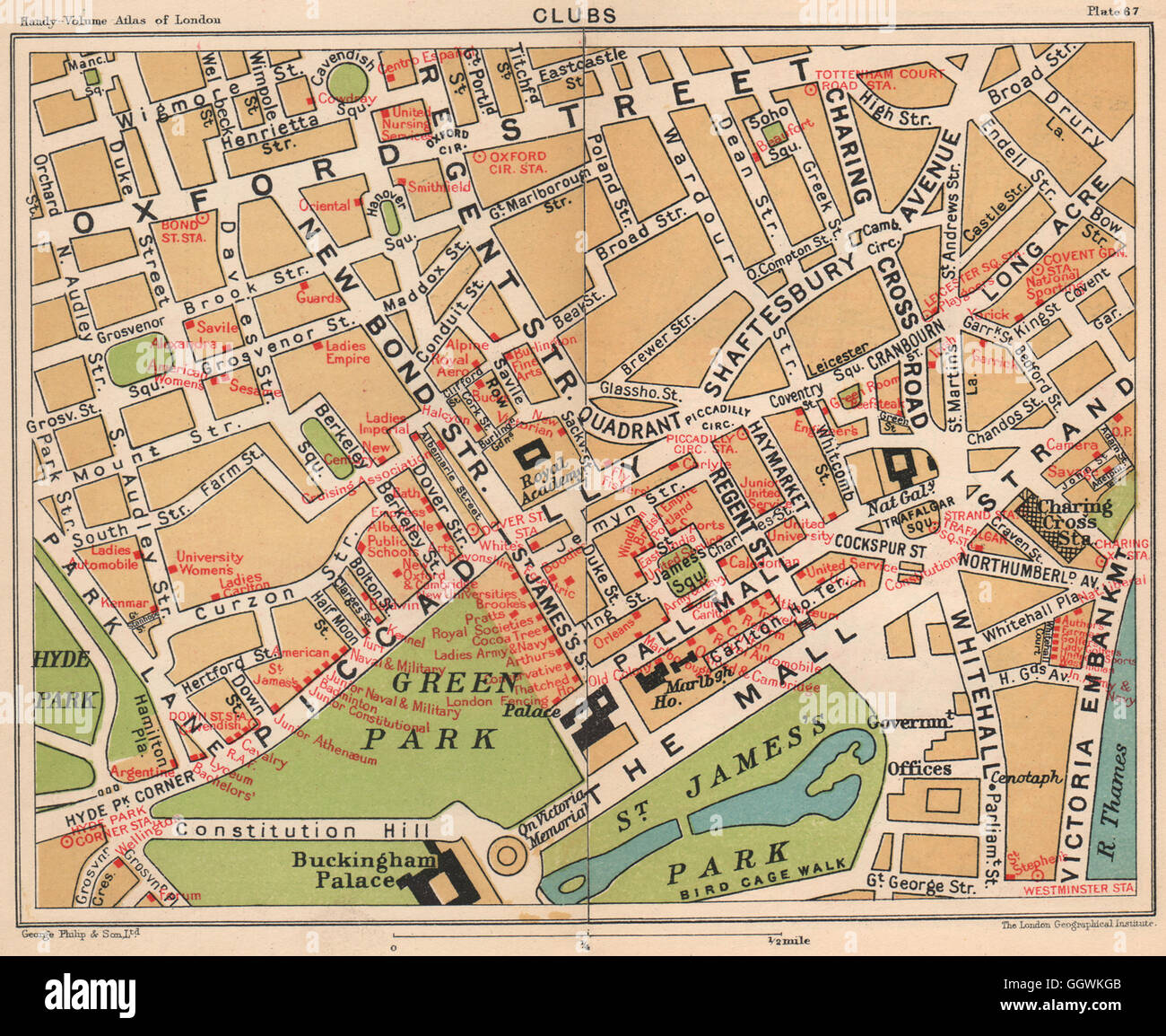 LONDON GENTLEMENS' & LADIES CLUBS. St James's Mayfair Whitehall, 1932