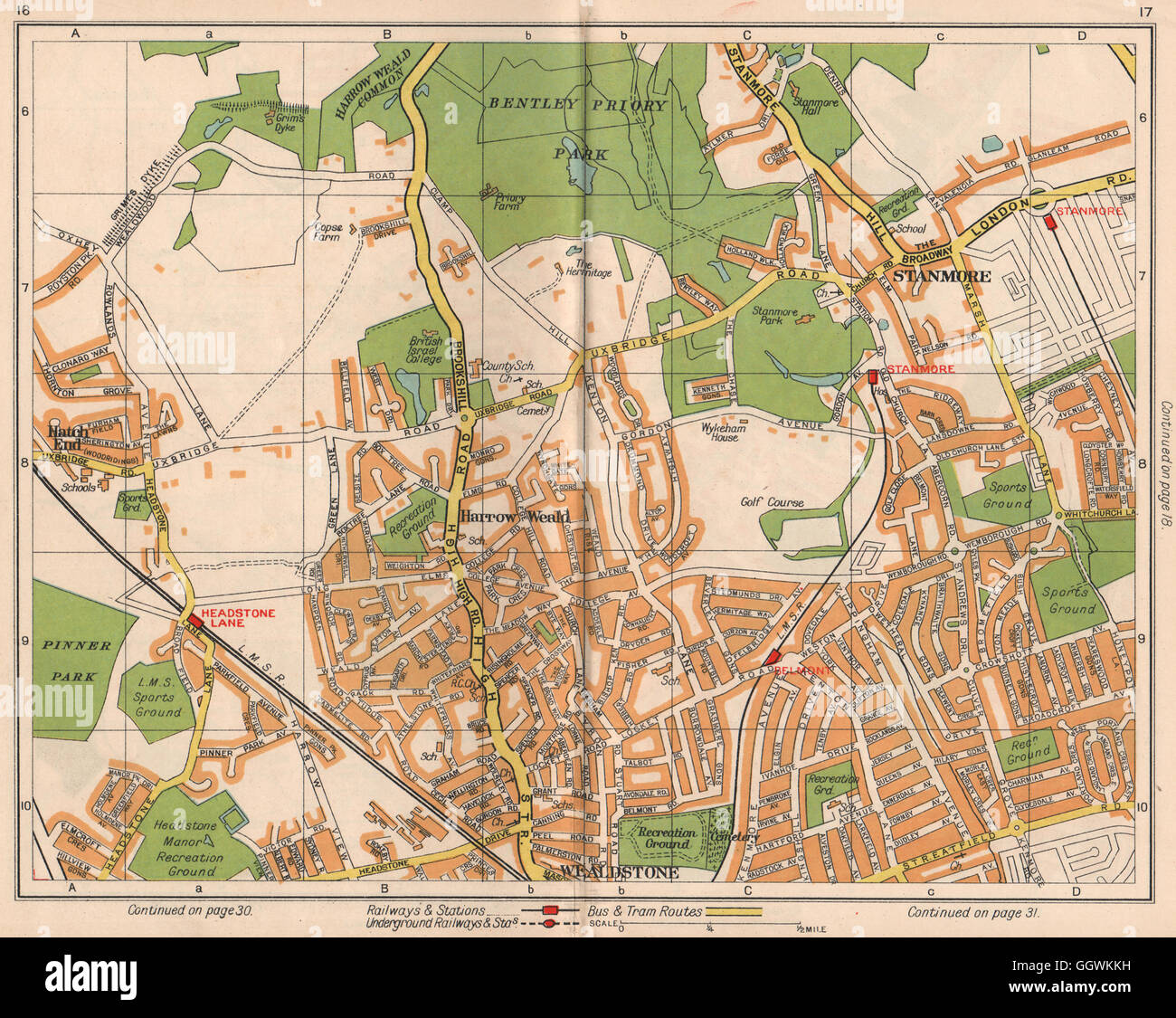 NW LONDON. Wealdstone Harrow Weald Stanmore Headstone Lane, 1938