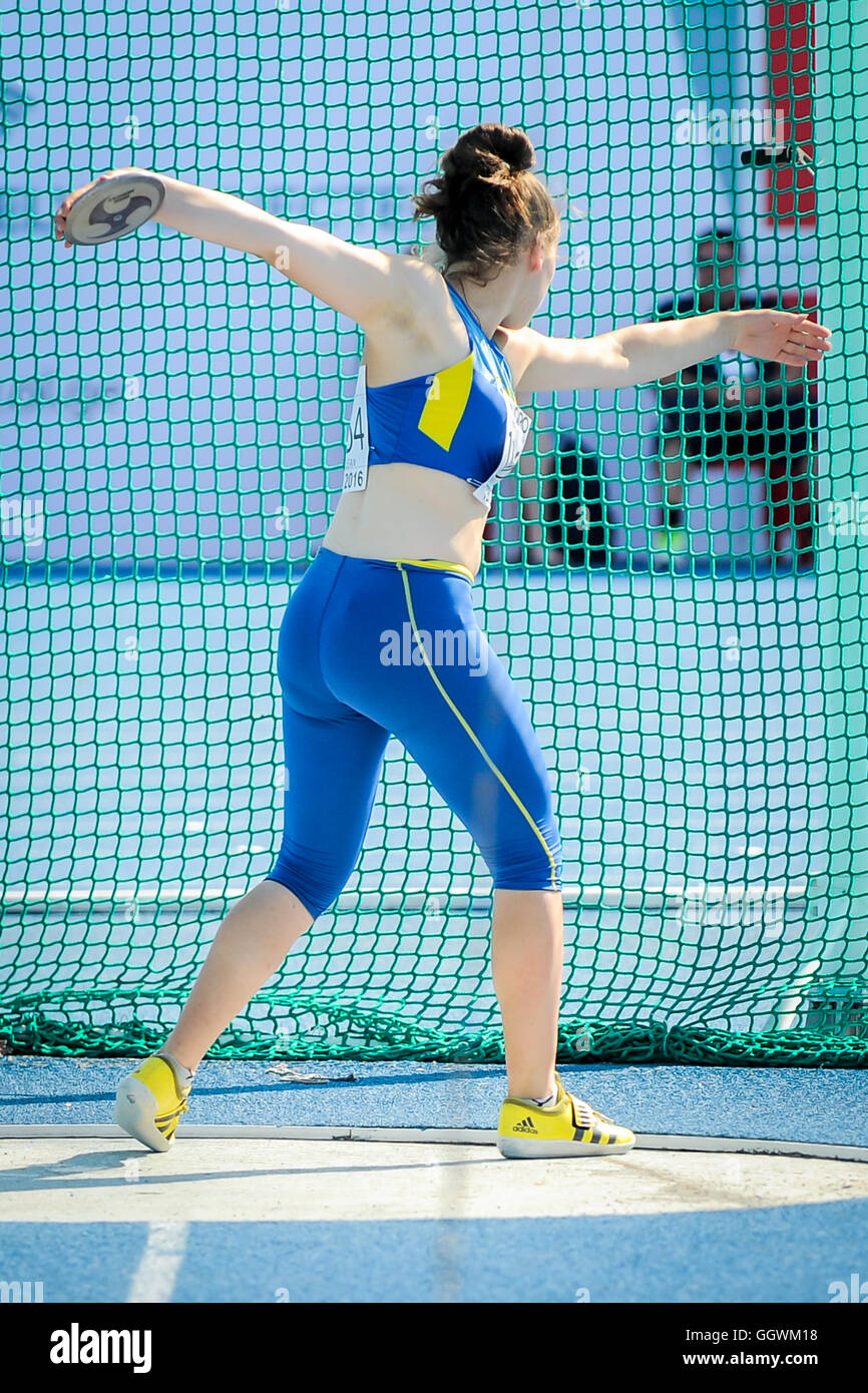 HARKUSHA Darya from Ukraine during discus throw competition at the