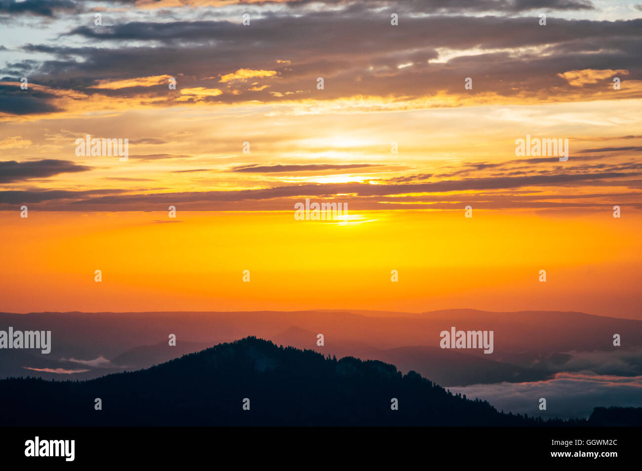 Background of Sunset Sky and Mountains clouds beautiful scenery with ...