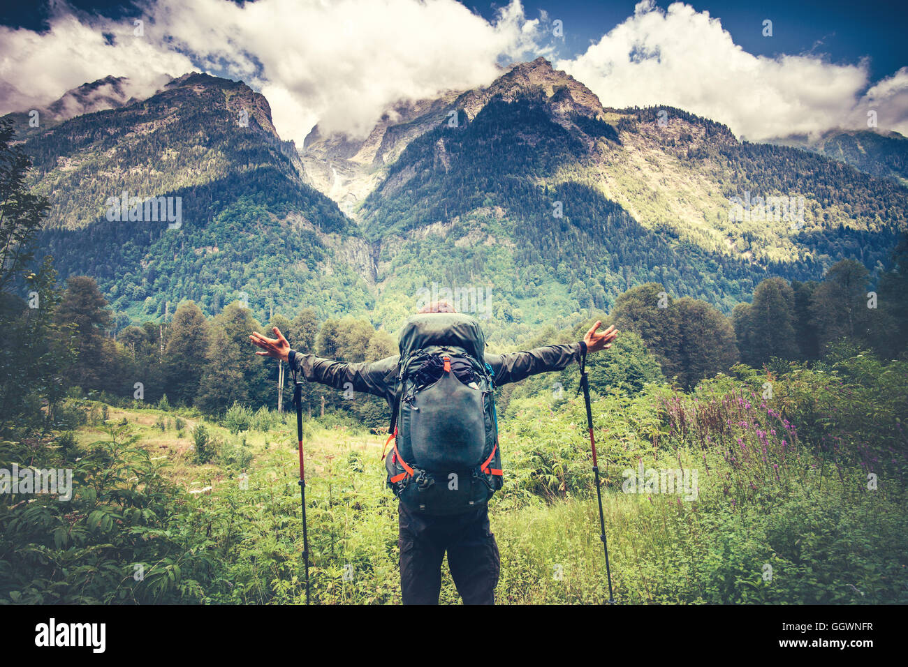 Man hands raised to the sky hi-res stock photography and images - Alamy