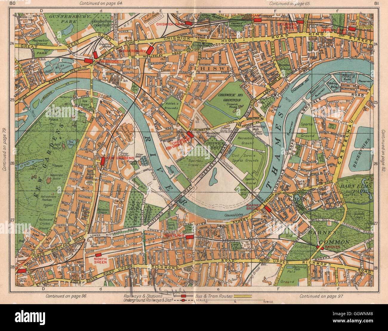 SW LONDON. Chiswick Gunnerbsury Kew Mortlake Barnes North Sheen, 1938