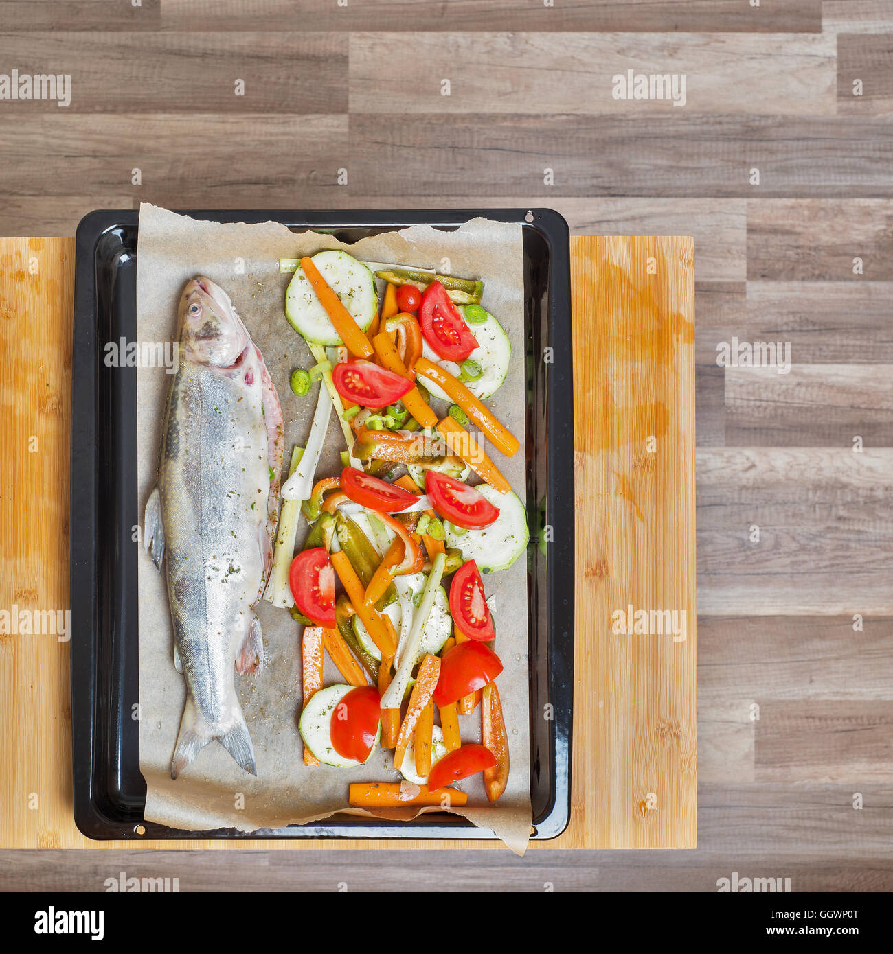 Trout fish prepared for cooking Stock Photo Alamy