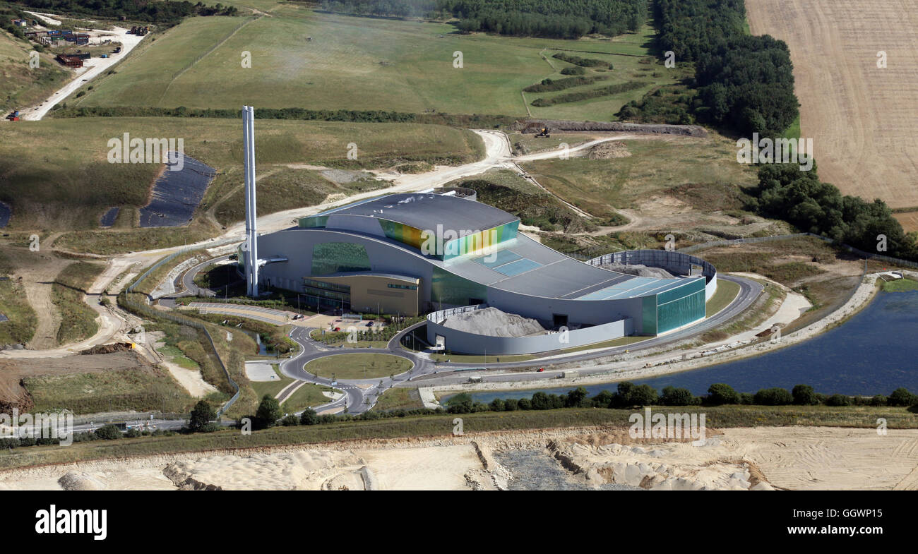 aerial view of Ardley EFW Power Station operated by Viridor, Oxfordshire, UK Stock Photo