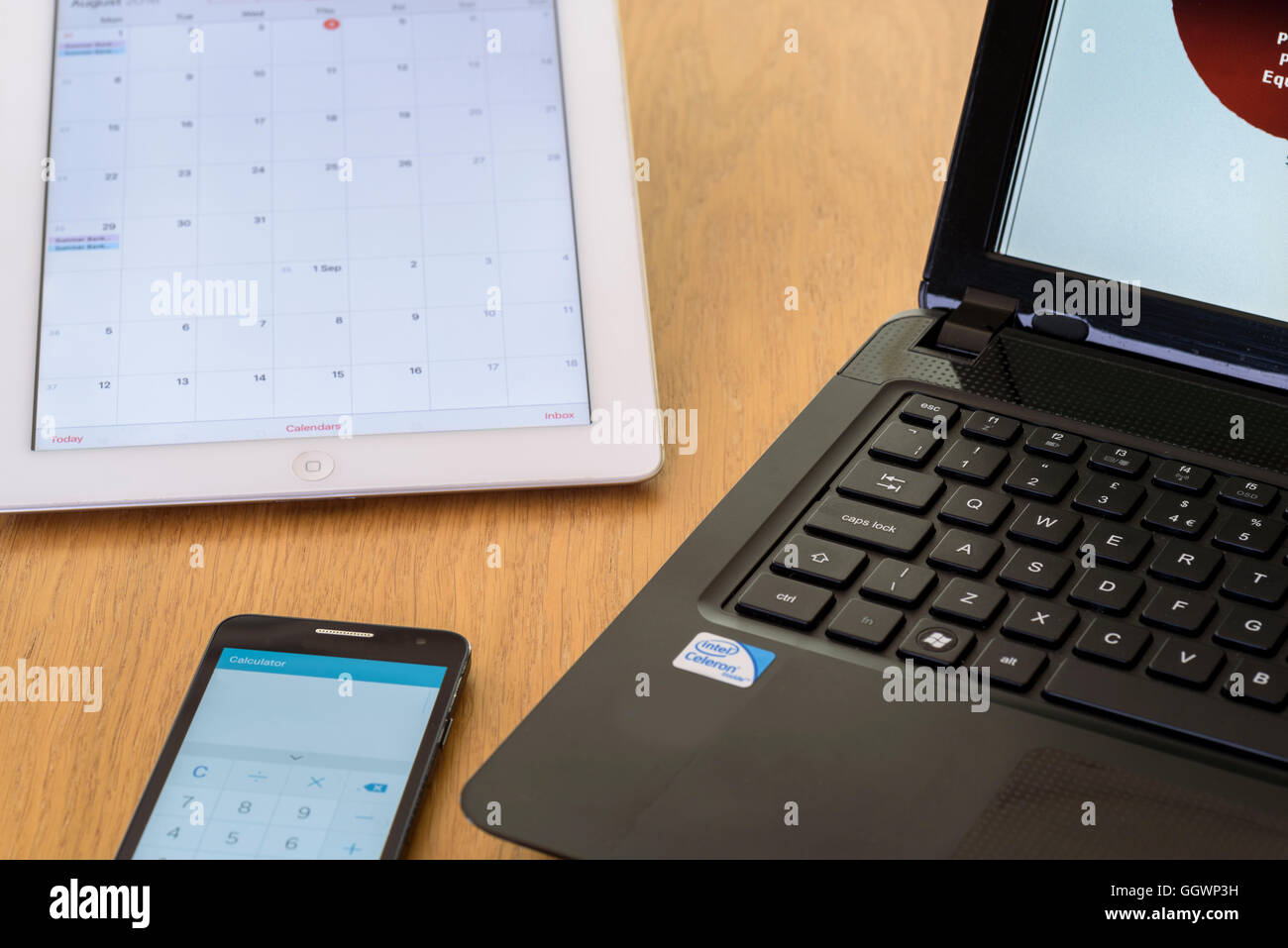 Laptop, tablet and smart phone. Stock Photo