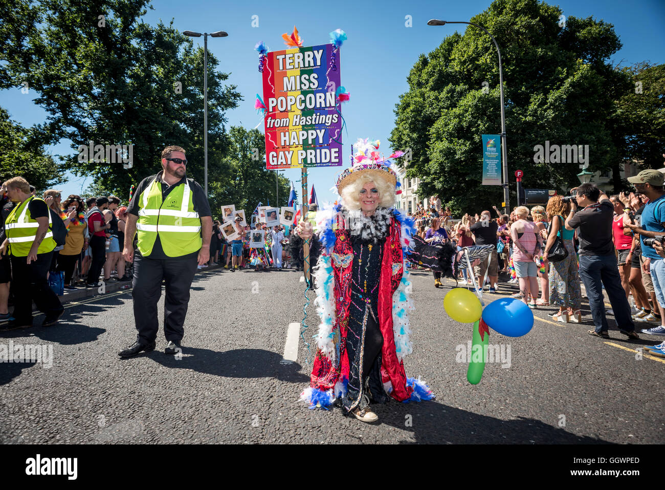 The Gay Pride march in Brighton, the UK's biggest Pride event, this year attended by more than a quarter of a million people. Stock Photo