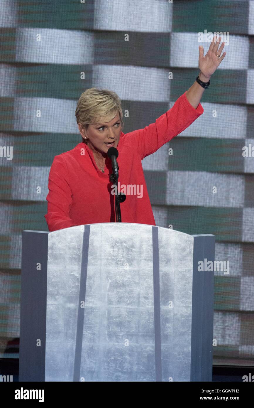 Former Michigan Governor Jennifer Granholm addresses delegates during