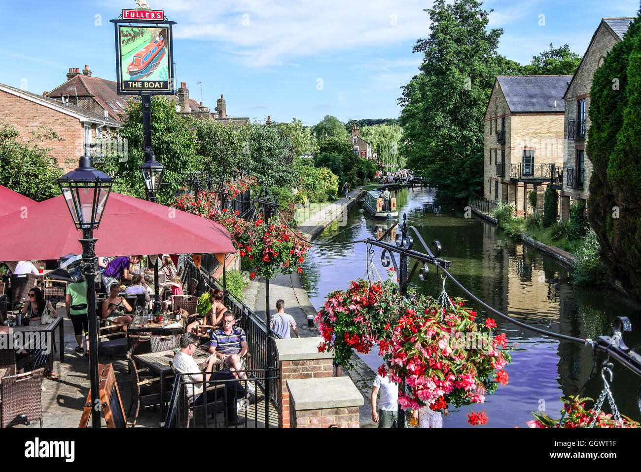 The Boat pub on Grand Union Canal, Berkhamsted, UK Stock Photo