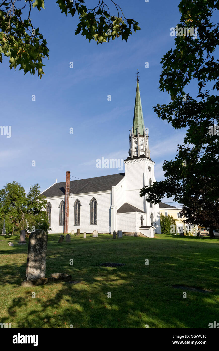 Trinity Church and graveyard in Kingston, New Brunswick, Canada Stock