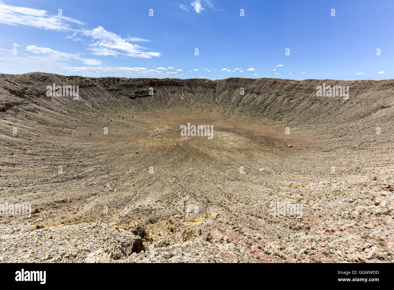 Meteor Crater, the result of a nickel-iron meteorite about 50 meters (160 feet) across crashing in Arizona 50,000 years ago. Stock Photo