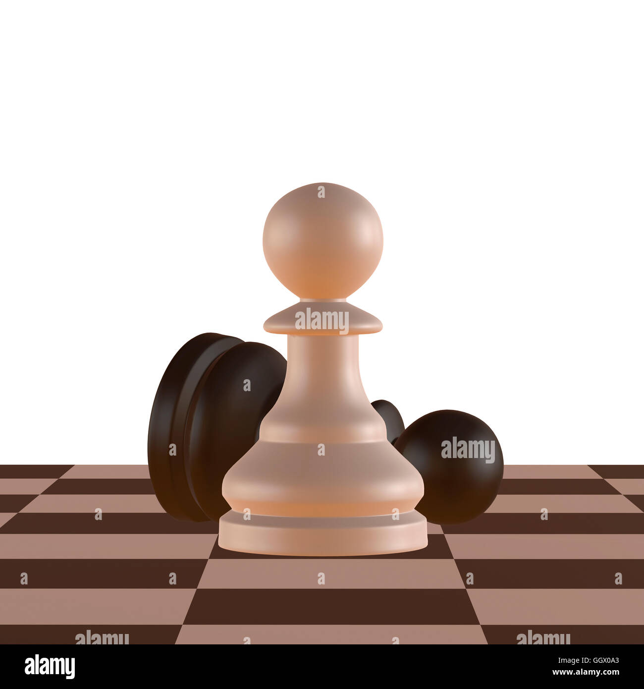 Chess Piece 3d Illustration Banner Of Pieces With A Fallen Pawn