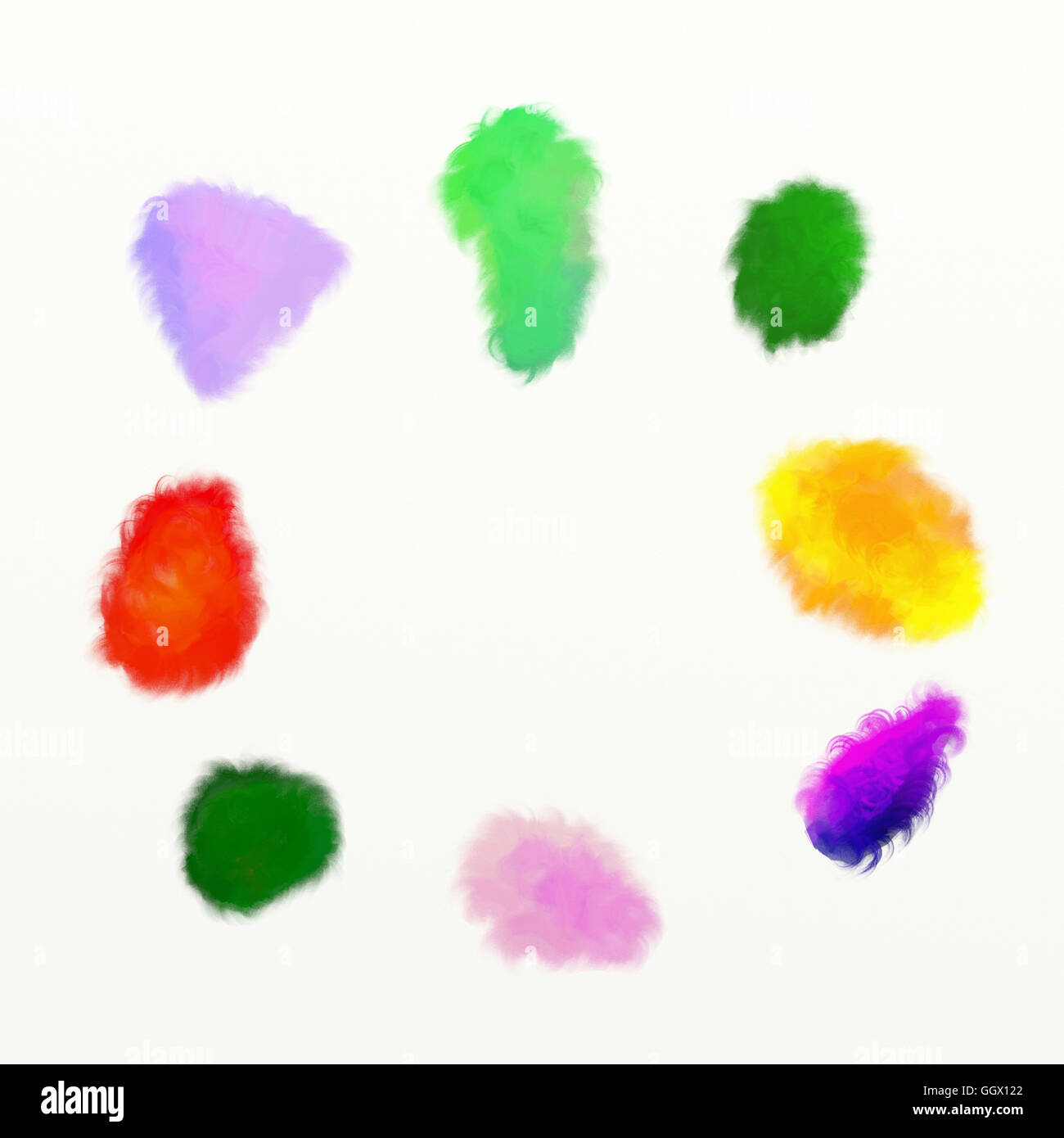 hand-drawn watercolor differently colored organic shapes collection ...