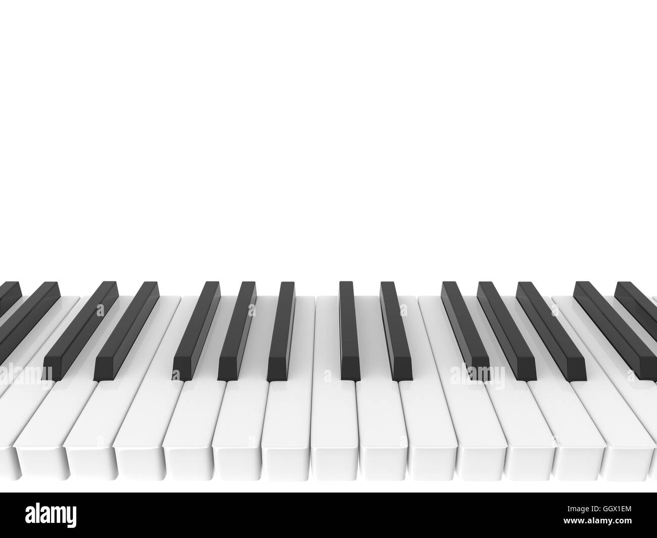 isolated black and white shiny piano keyboard Stock Photo