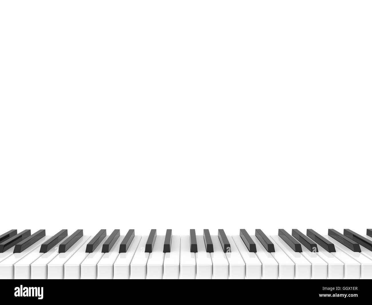 isolated black and white shiny piano keyboard Stock Photo