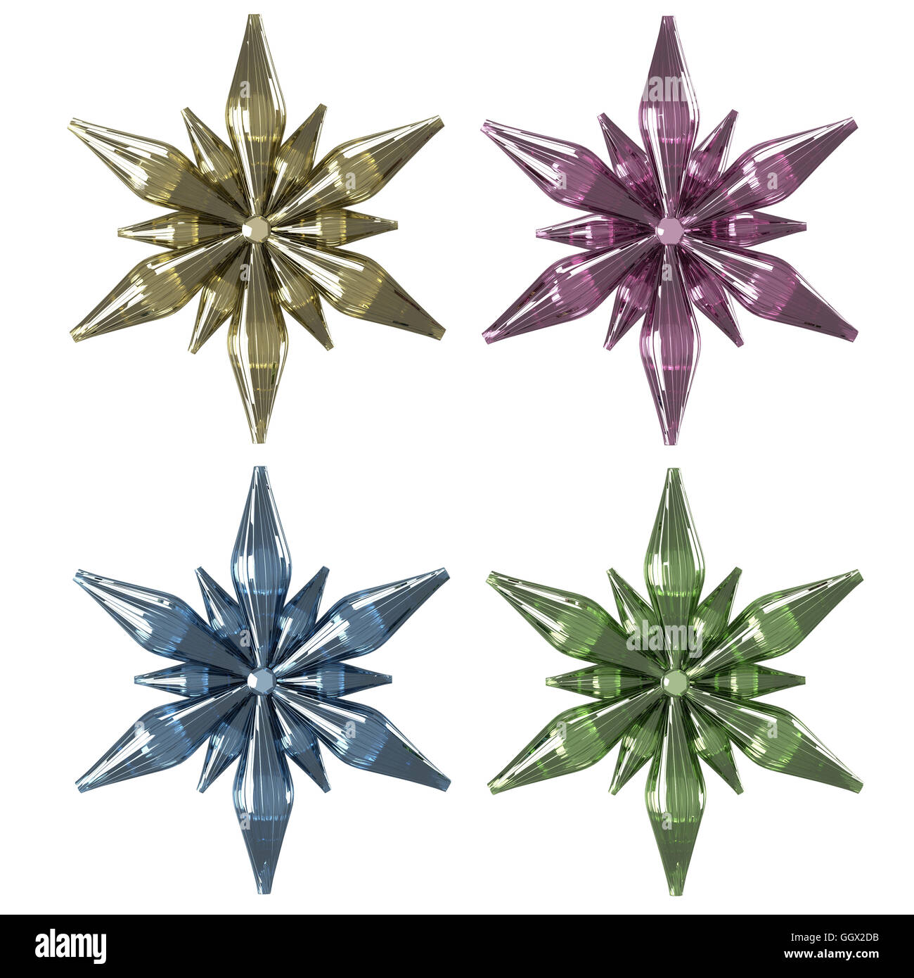 isolated christmas tree shiny star decoration set Stock Photo - Alamy