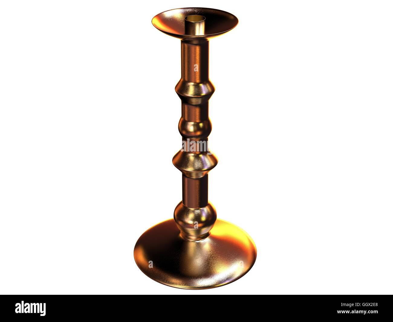 modern candleholder design 3d render isolated on white background in gold Stock Photo