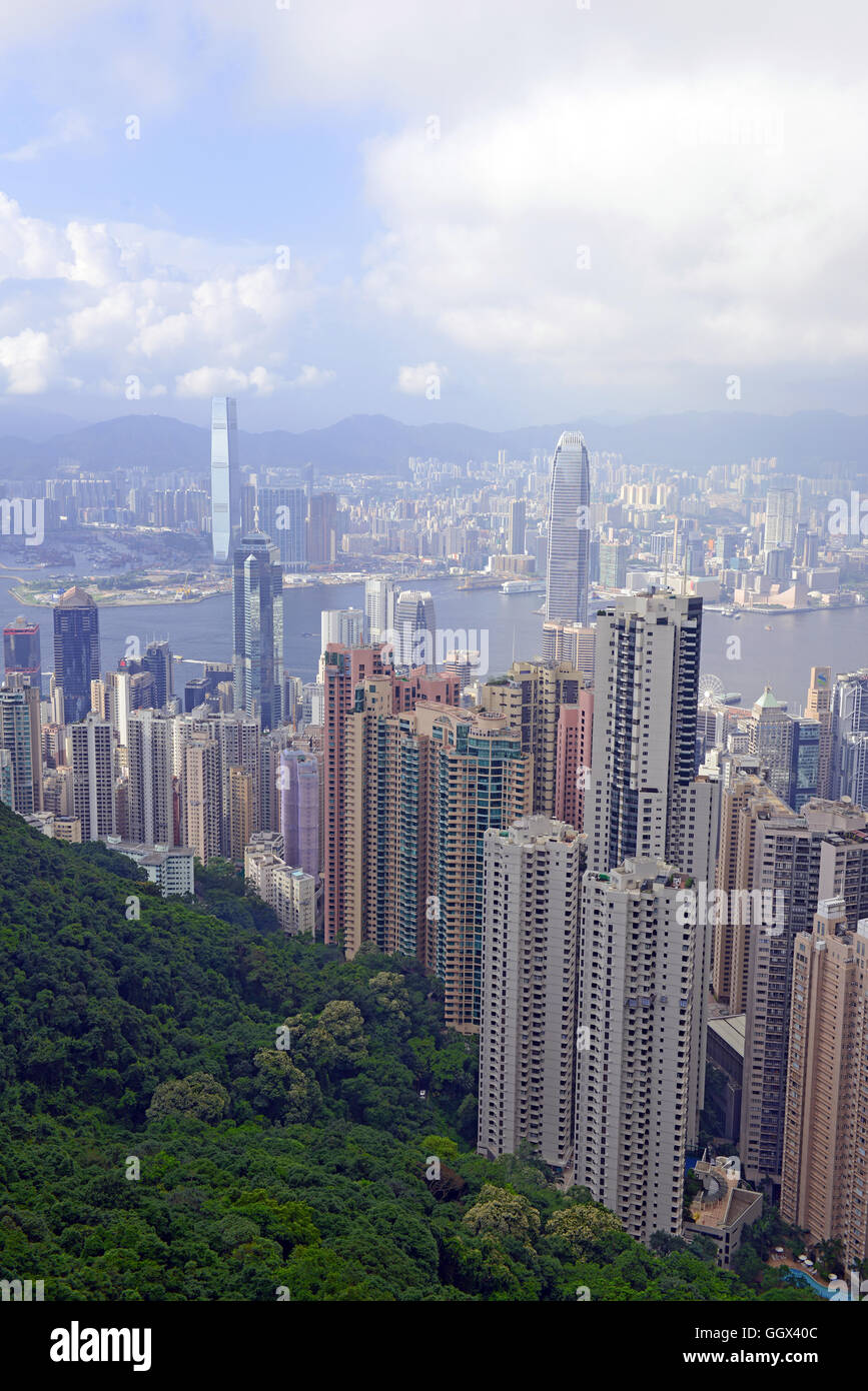 Tightly packed buildings in the island metropolis of Hong Kong Stock ...
