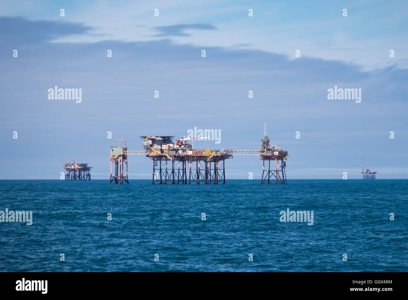 The West Sole A oil platform complex in the North Sea Stock Photo