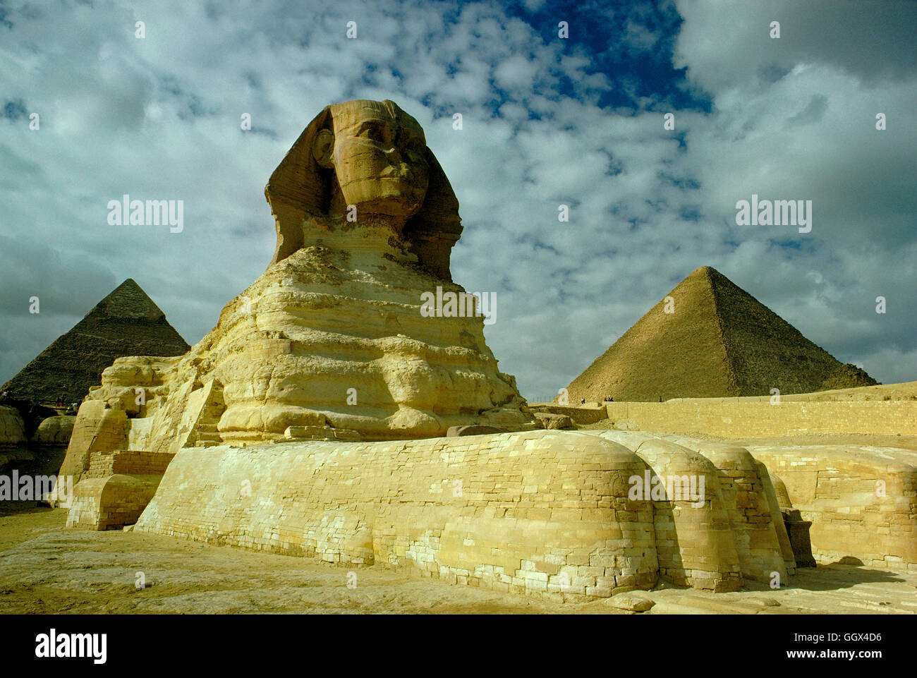 The mysterious sphinx and the pyramids at Giza, a UNESCO World Heritage ...